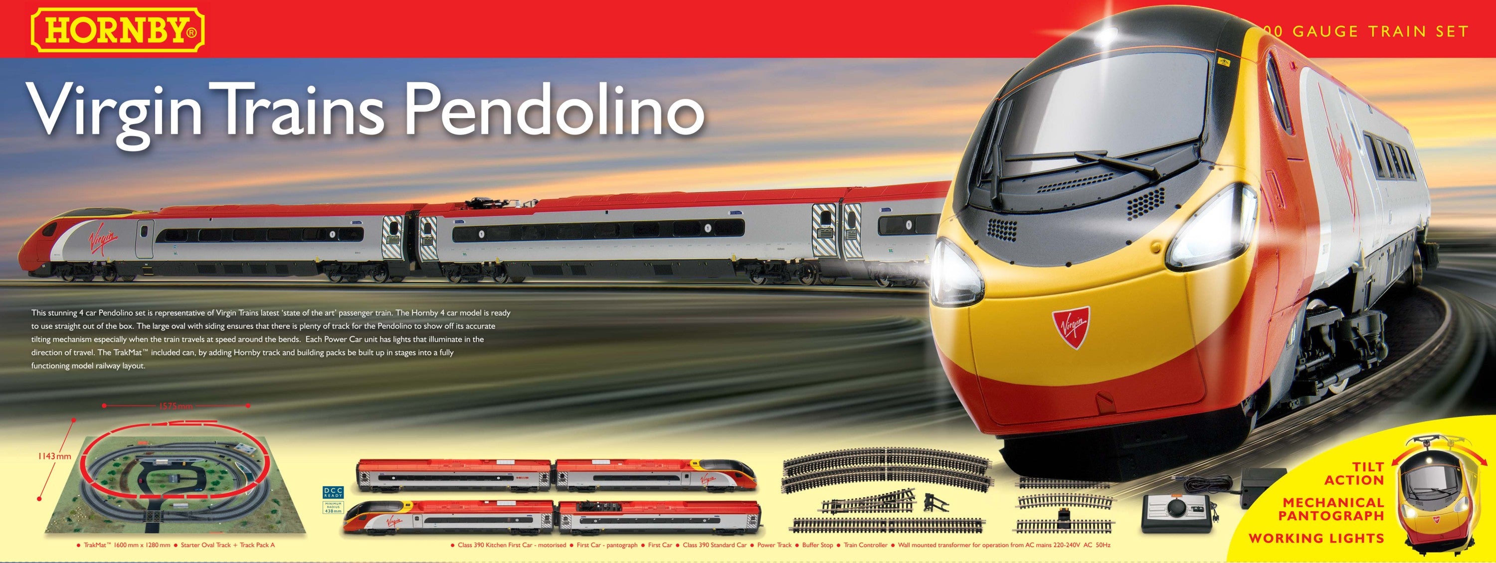 Hornby R1076 Virgin Train Pendolino Digital Train Set